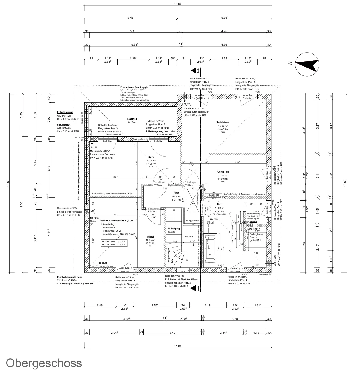 Grundriss Obergeschoss Stadtvilla